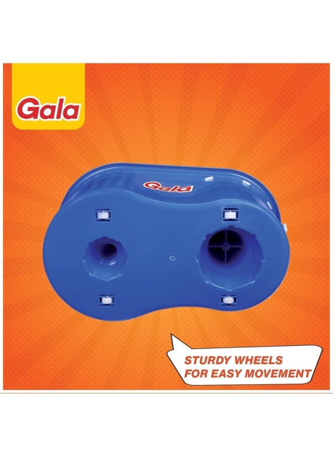 Gala Aqua Spin Mop with 4 Wheels & Big Bucket with 2 Microfiber Refills, Floor Cleaning Mop with Bucket, pocha for Floor Cleaning, Mopping Set (White and Blue) - Image 3